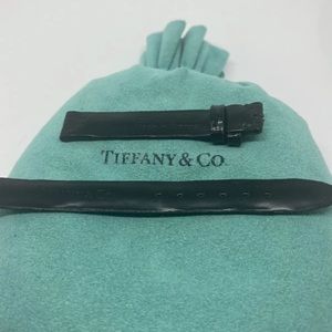 Tiffany & Co Black Leather Watch Strap Band size 11MM
